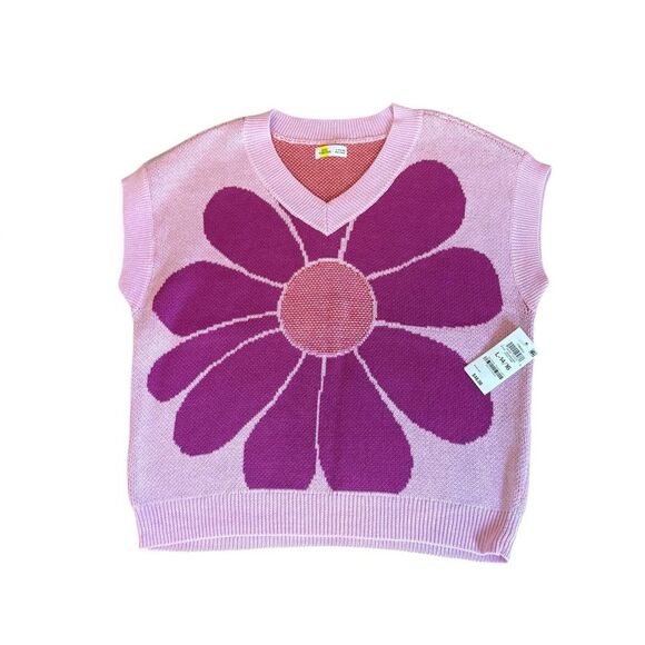 Epic Threads Girls Flower Sweater Vest Size Large 14/16 Rose Pink New With Tags - Picture 2 of 9
